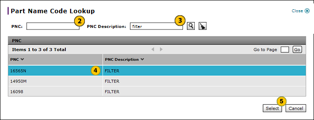 Service: Look Up a PNC from the Create Standard Operation Group Page